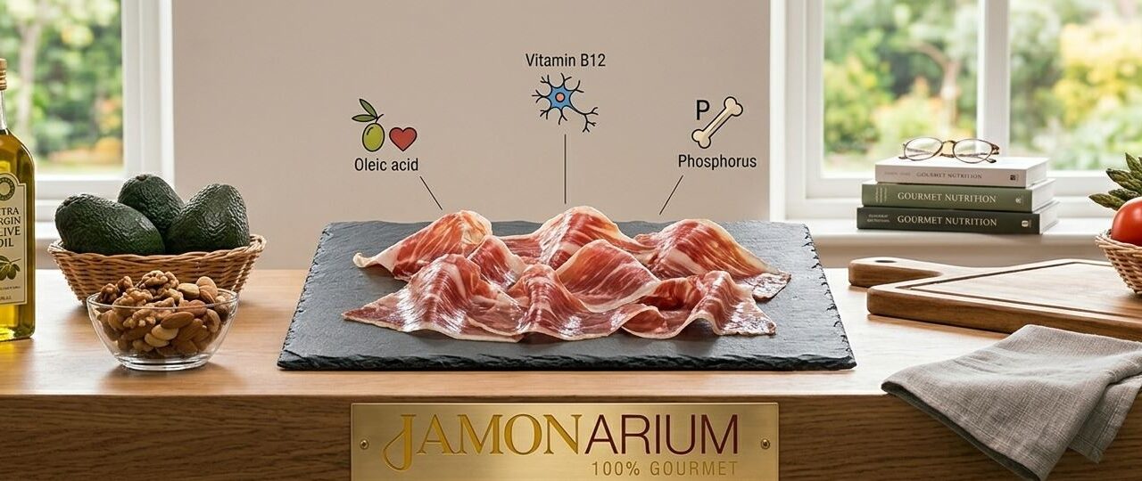 Iberische ham van met eikels gevoerde varkens: gezondheid in elke plak.